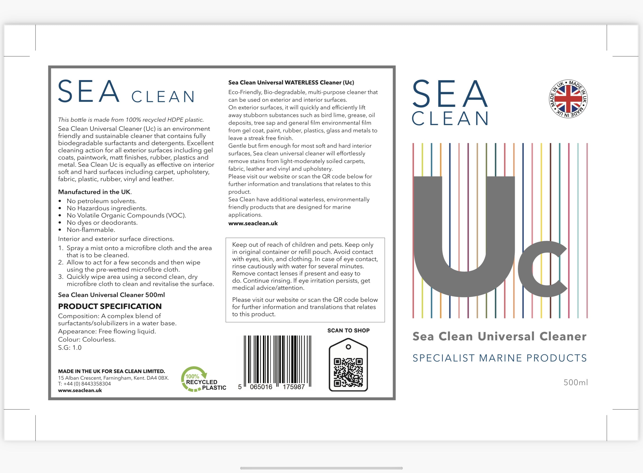 Sea clean, Eco-friendly Universal Cleaner (UC)